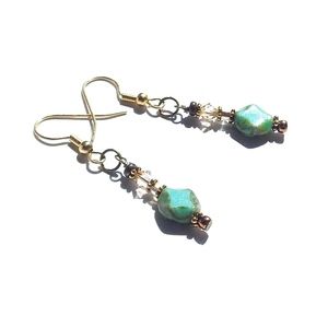 Fall Festival Turquoise Gold Boho Gypsy Earrings